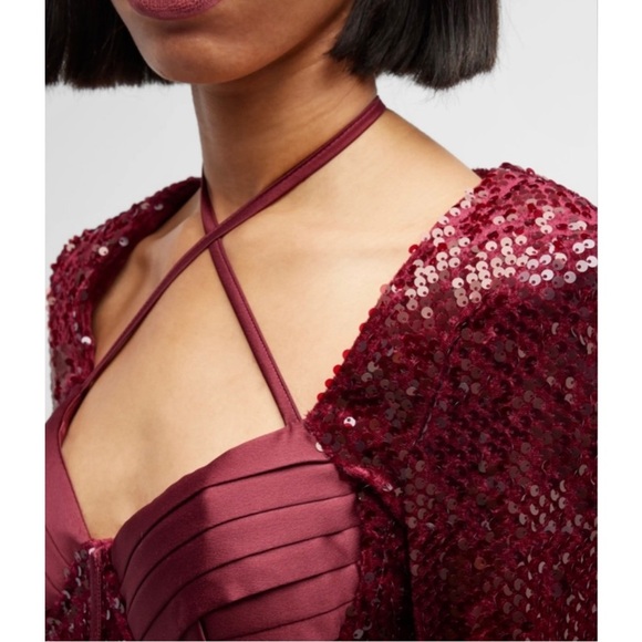 NWT LAVISH ALICE Velvet Sequin Pleated Satin Sweetheart Neck Corset Mini Dress 8 - Picture 8 of 10